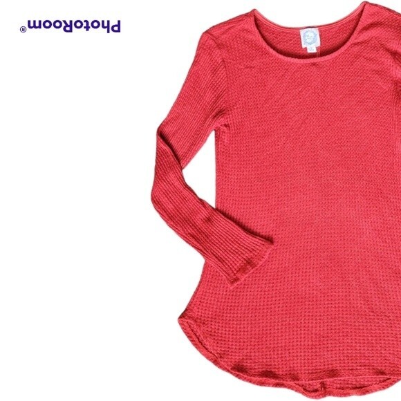 NWT Lana Button Back Rust Waffle Knit Top - Picture 2 of 11